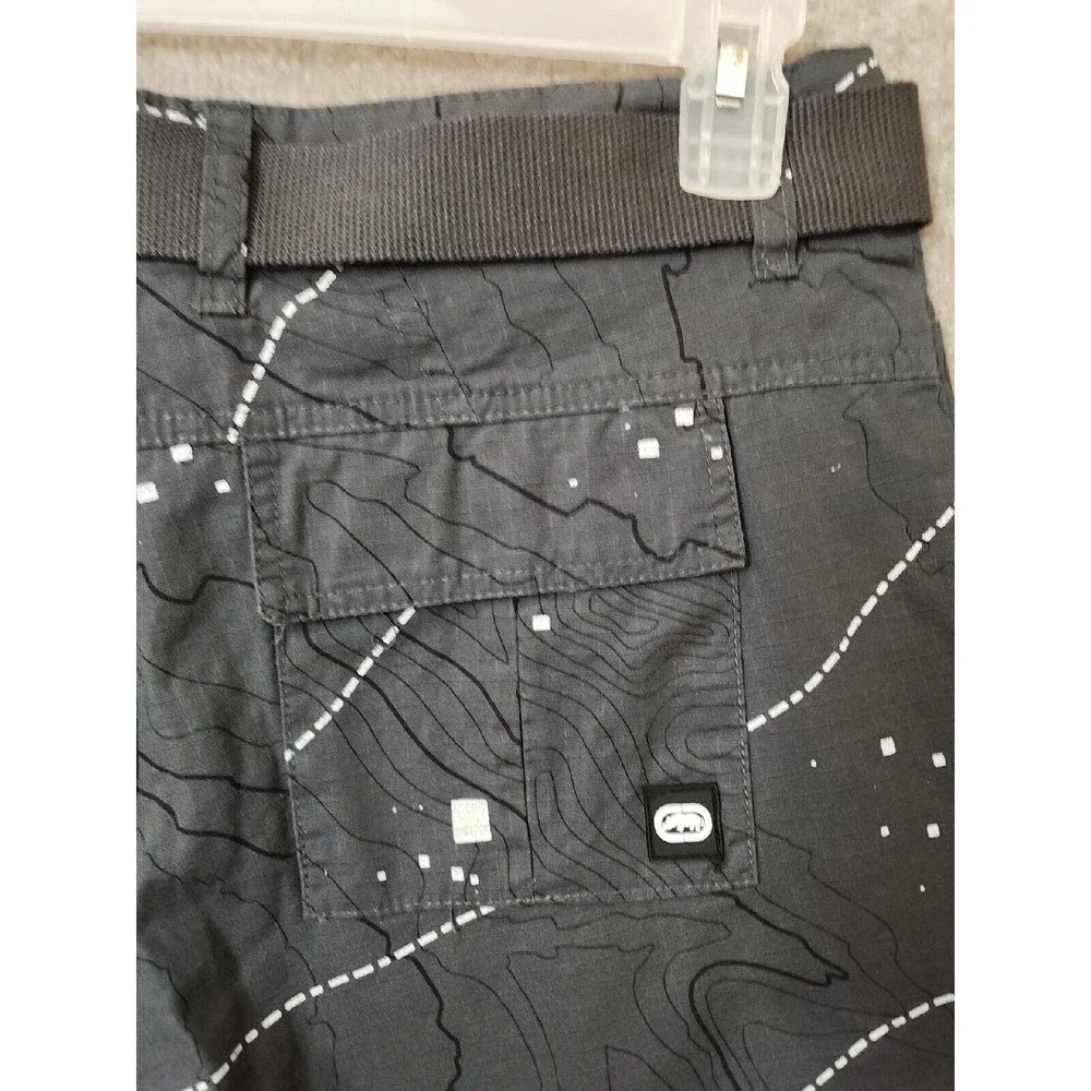 Ecko Unltd Belted Cargo Shorts Mens 30 Gray Ripstop NEW